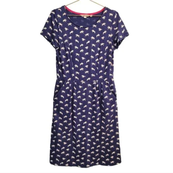 Boden | Phoebe Jersey Horse Printed Equestrian Dress Navy Blue - Picture 2 of 8